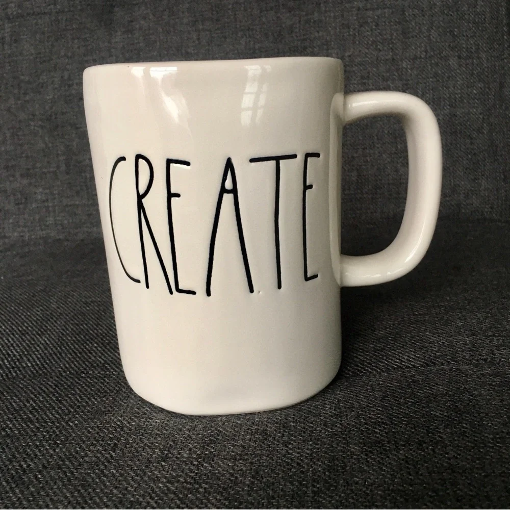 Rae Dunn “CREATE” Coffee Mug, Ivory, Black, 16 oz